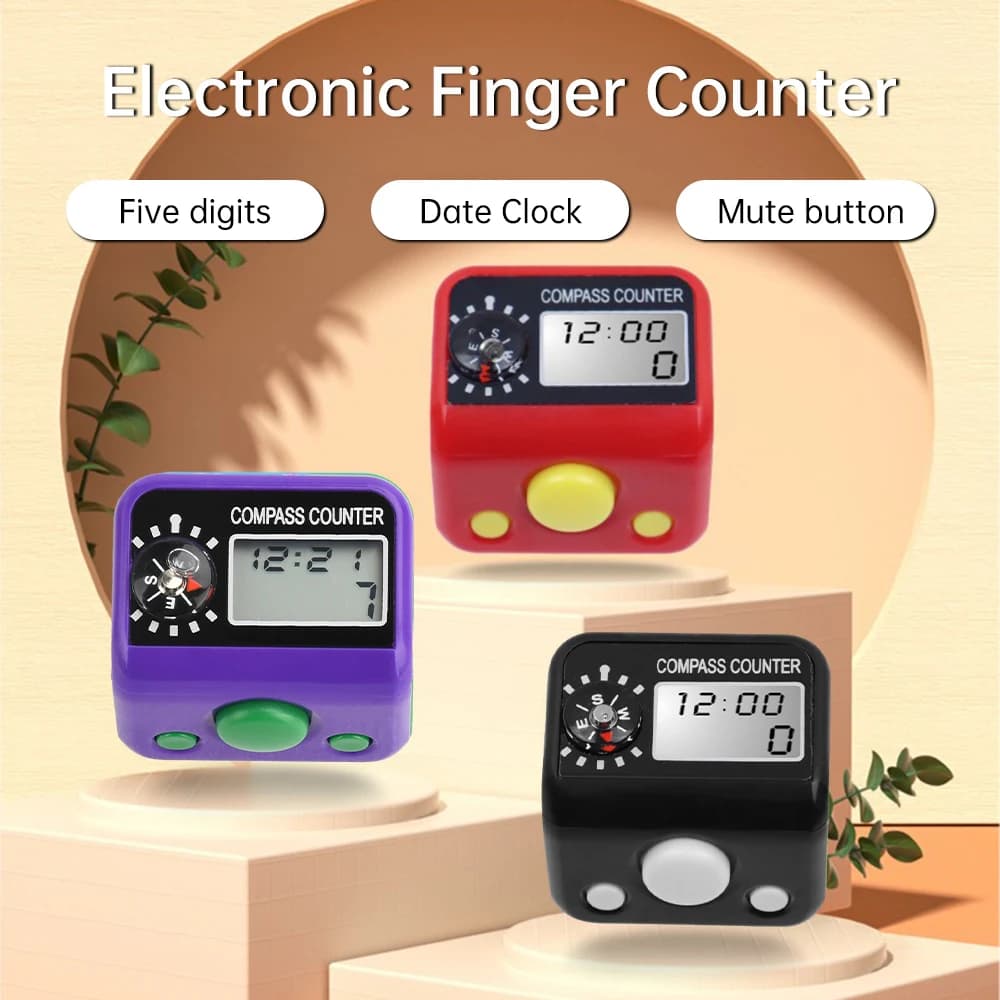 Anello contatore elettronico portatile con schermo LCD ad alta definizione Conteggio manuale dei pulsanti 0-99999 con visualizzazione dell'ora
