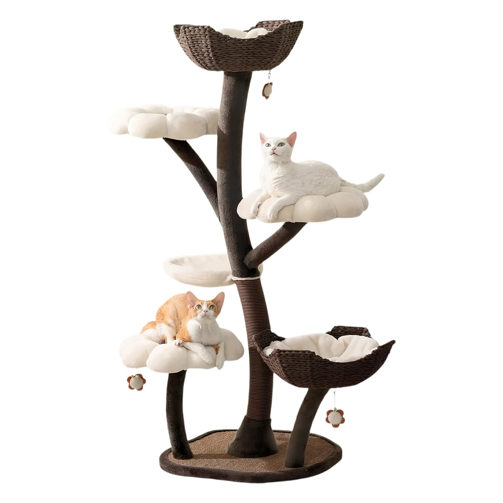 59 pollici di lusso fiore albero per gatti lavabile per interni gatti arrampicata nidi cestini per torre per gatti intrecciati a mano per case grandi e multi-gatti
