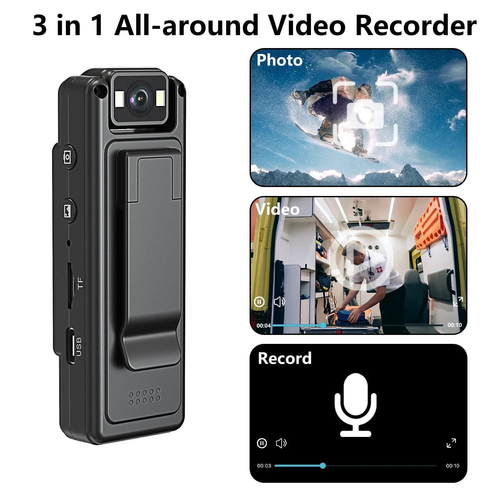 Mini Wi-Fi 1080P portable camera with police body recorder with digital video for night vision for surveillance and recording