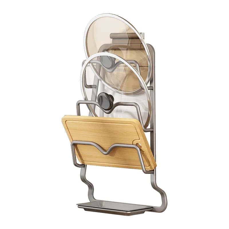 Ripiano per coperchio a parete, scaffale da cucina, supporto per tagliere, senza perforazione, scaffale, artefatto