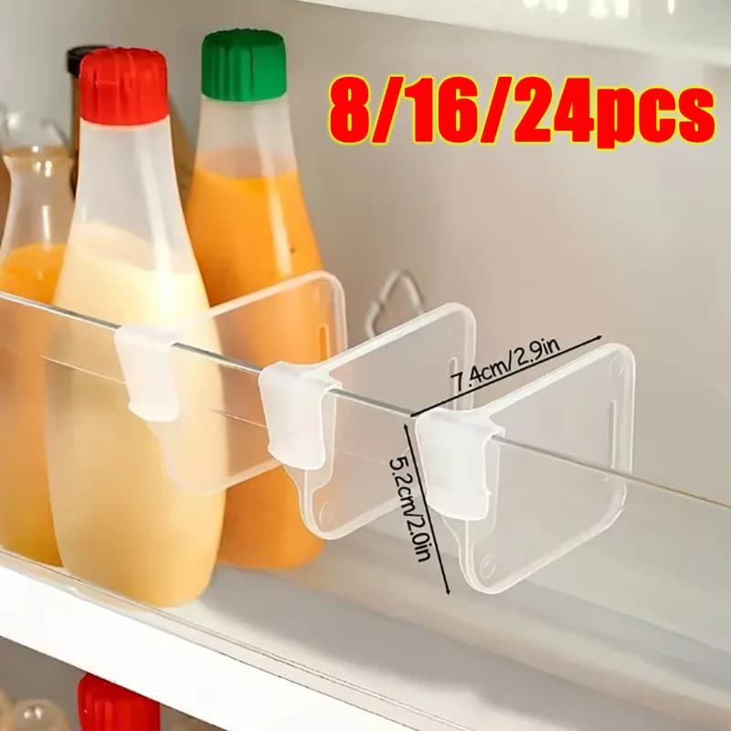 8/16/24PCS Robusto Trasparente Frigorifero Organizzatore Divisori Regolabile Frigo Stoccaggio Armadi Da Cucina Scomparti Salvaspazio