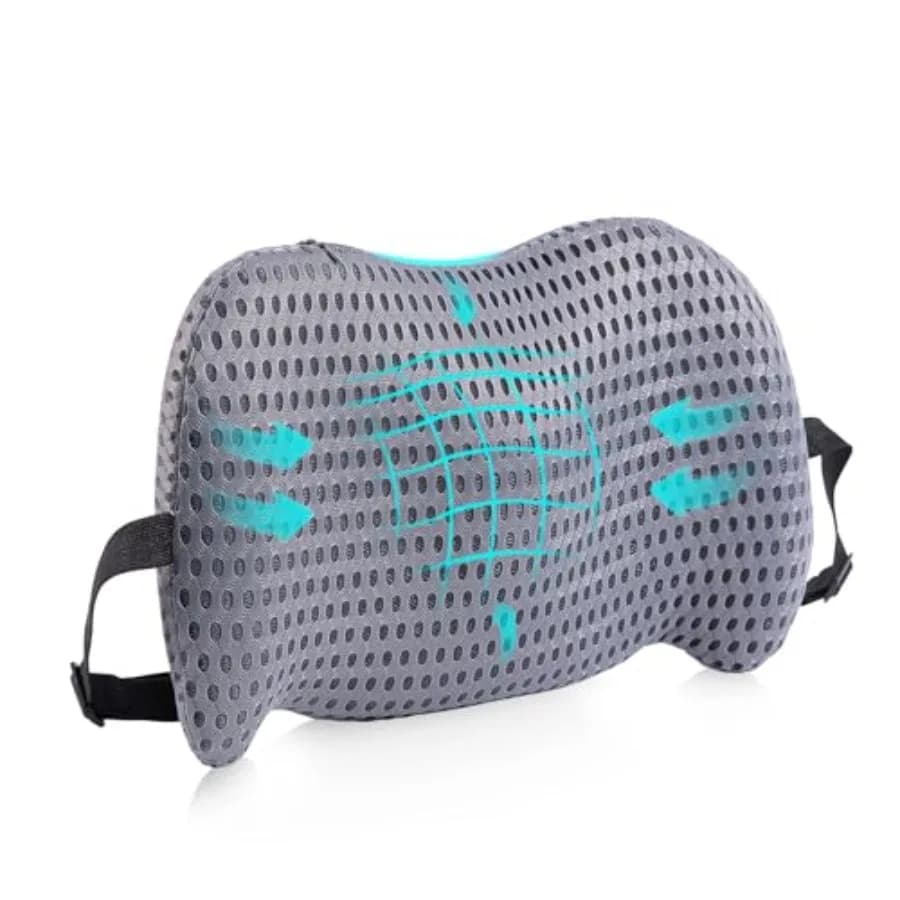 Lumbar Support Pillow for Office Chair, Car Lumbar Pillow Lower Back Pain Relief, Memory Foam Back Cushion with 4D Mesh Cover a