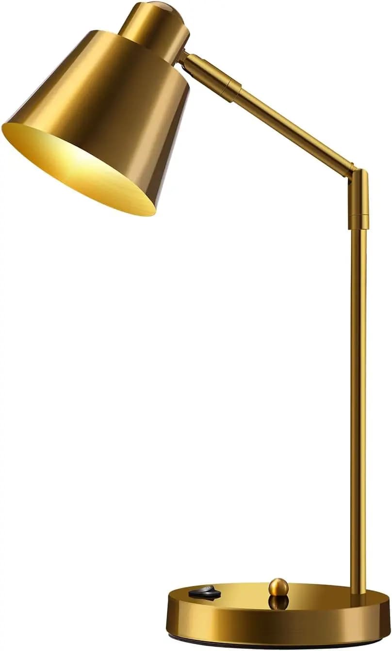 Lampada da scrivania a LED regolabile con porte di ricarica USB, 270 ° Bracci Girevoli, Luce Bianca Calda per Casa e Ufficio