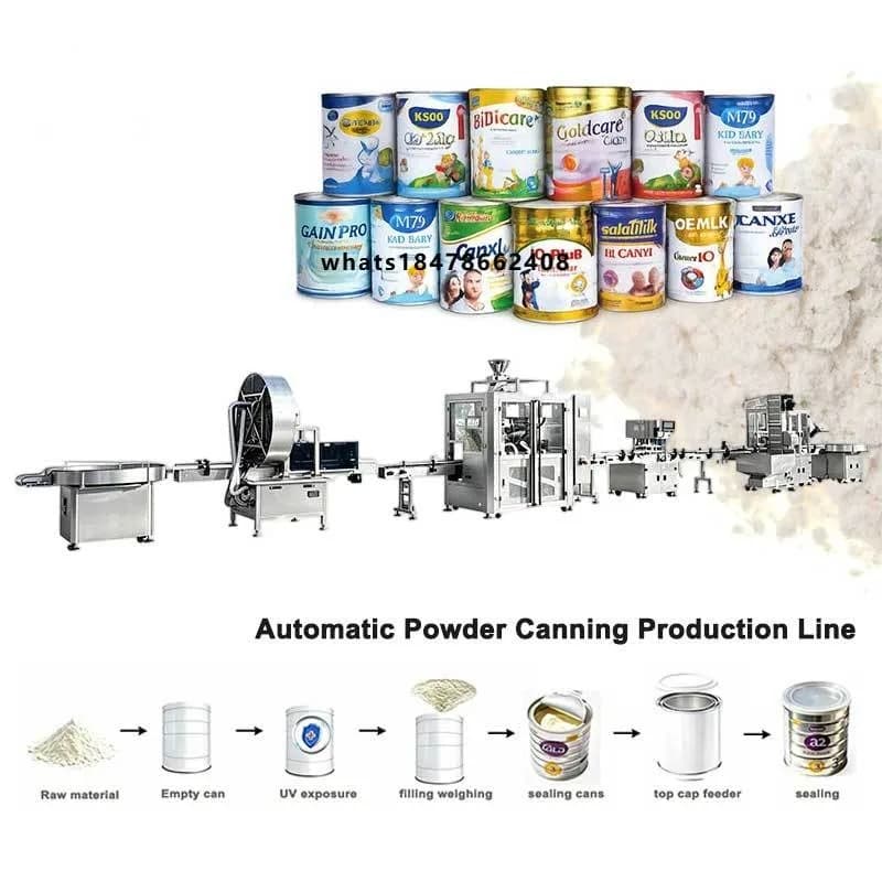 Automatic Baby Milk Protein Coffee Powder Tin Can Dosing Filling Milk Powder Tin Can Packaging Machine Canning Production Line