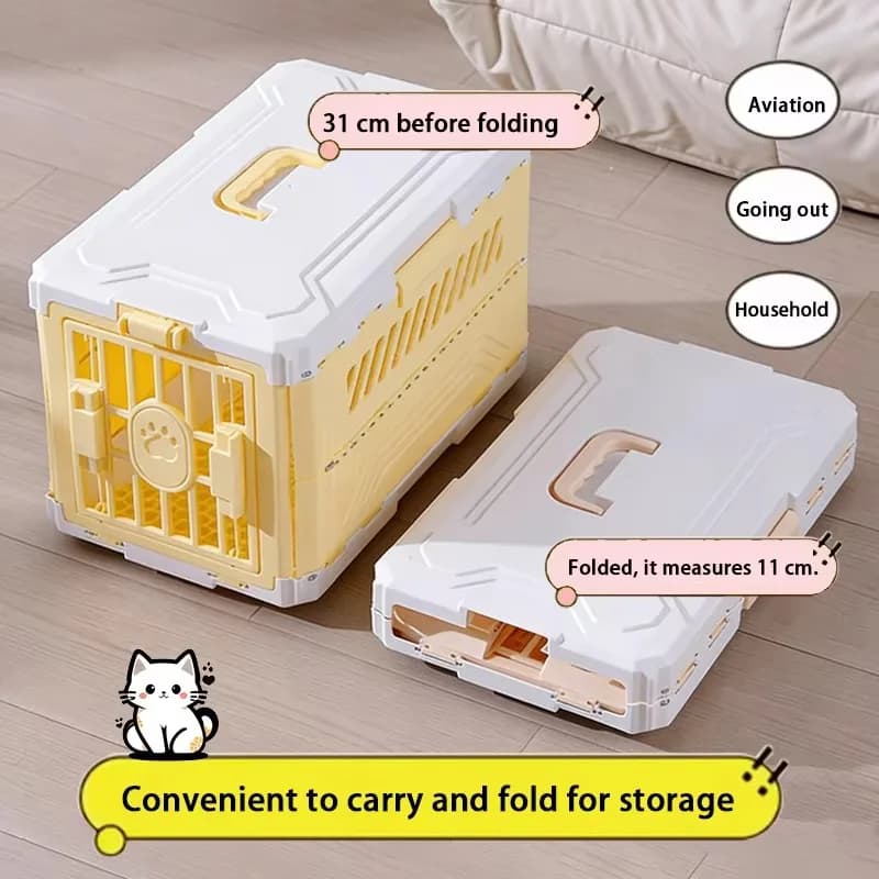 Cat Airline CrateFoldable Portable Box Pet Cage Travel case Checked Luggage Box Pet Car Carrier for Outings