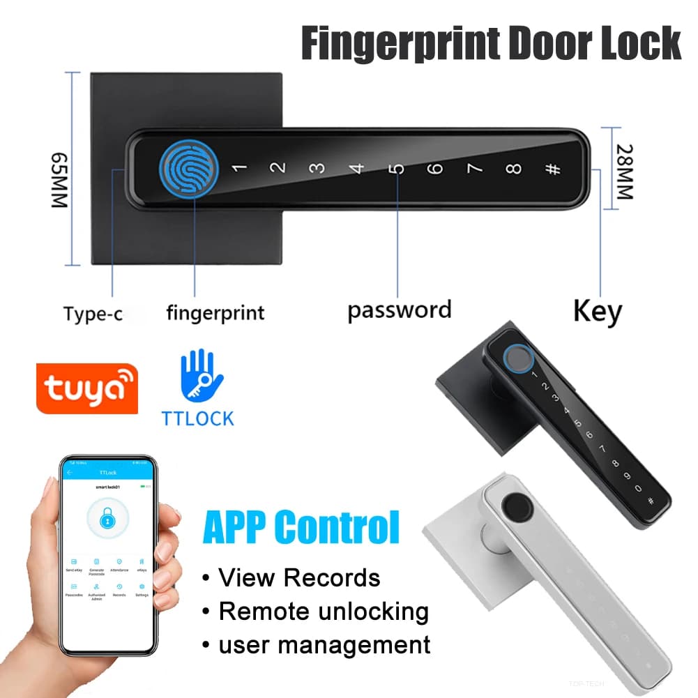 Impronta digitale biometrica Smart Home serratura Password serratura digitale elettronica TUYA/TTLOCK controllo APP ingresso manopole serratura