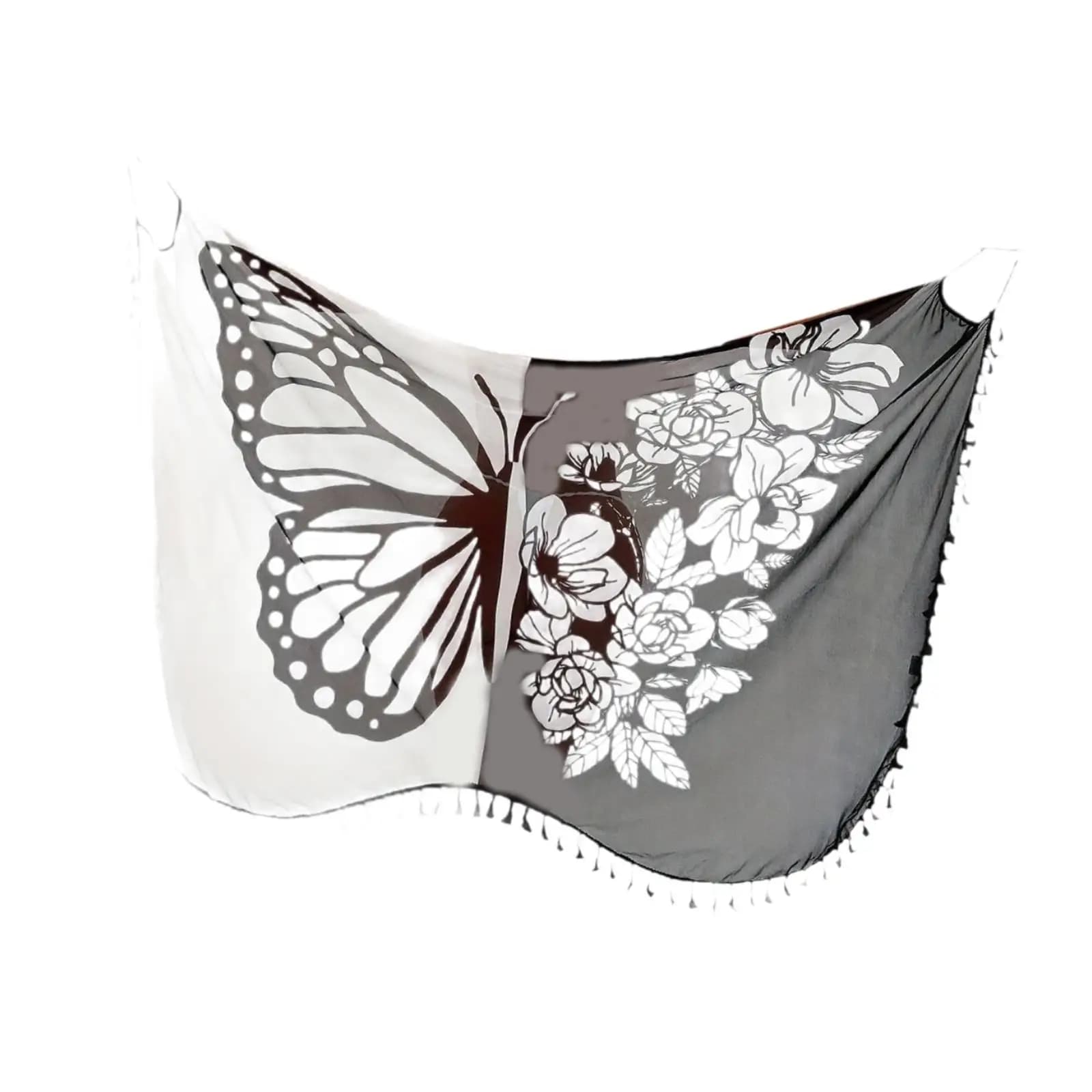 Copricostume Boho da Donna con Farfalle, Abito Lungo Morbido da Spiaggia per Vacanze Estive