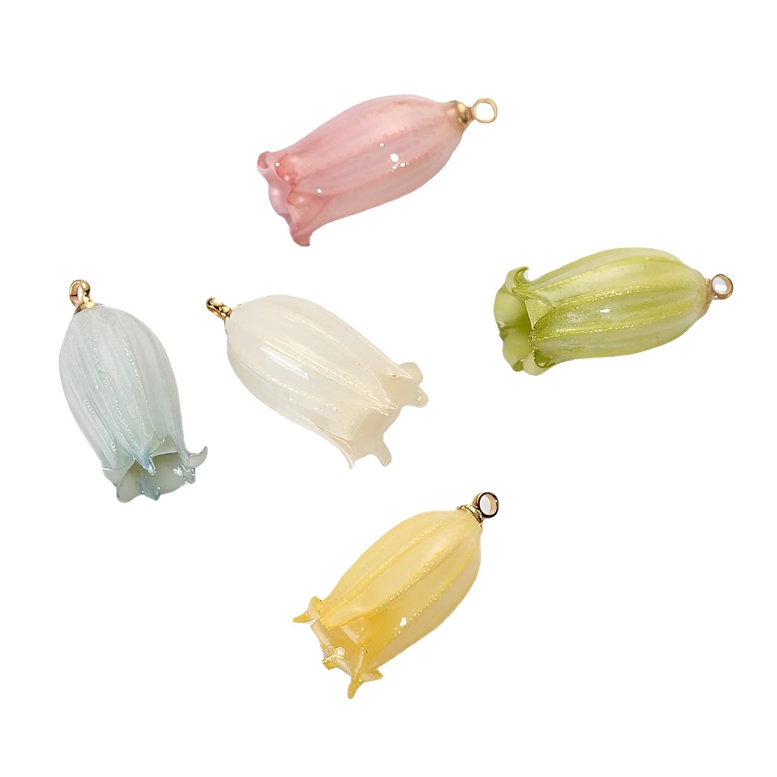 Aqumotic 10 pezzi piccolo fiore Convallaria Majalis Linn resina epossidica Keiskei fiori secchi orecchini fatti a mano ciondolo artigianale