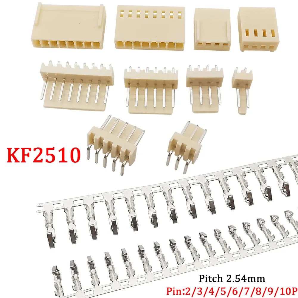 100 Pz KF2510 Connettore Passo 2.54mm 2P-10Pin Dritto/Curvo Maschio Femmina Presa Alloggiamento Spina Spille Intestazione Terminali A Crimpare KF-2510