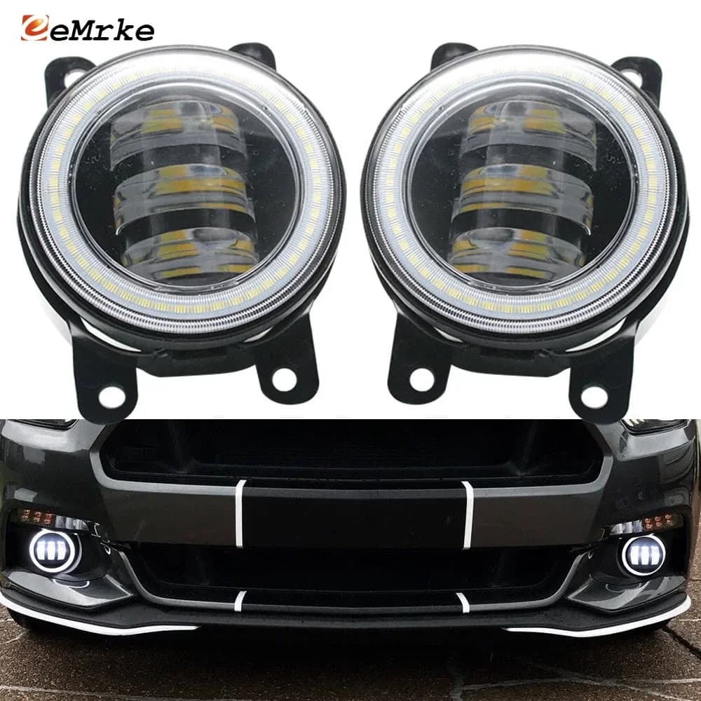 2 pezzi Led Light Assembly per Ford Mustang VI MK6 S550 2015 2016 2017 Car Fog lights Lens Angel Eye Led DRL Daytime Running Lamp