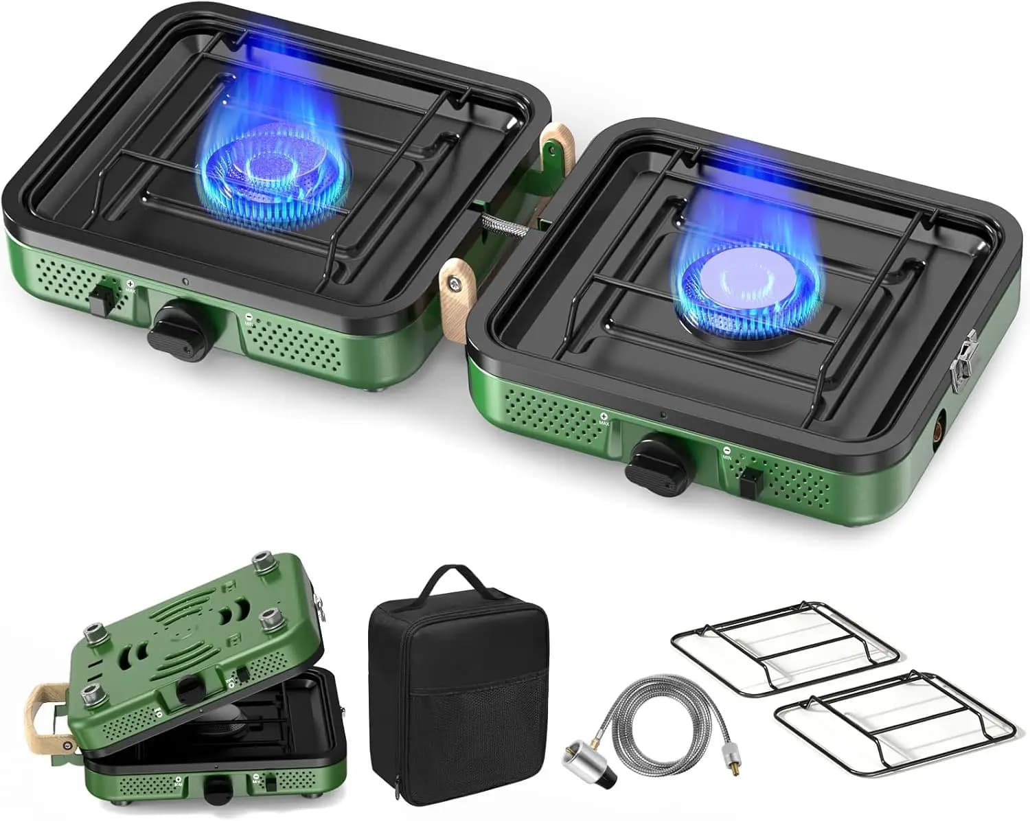 Camper's Stove with 2 Cookers, Propano Gas cooker from 20000 BTU for Tailgating, BBQ and Camping