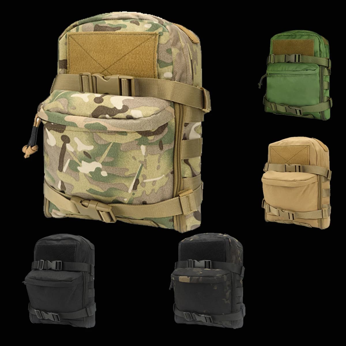 Zaino tattico Porta vescica d'acqua Custodia con cerniera Borsa da campeggio esterna per addestramento Caccia Gilet Porta targa posteriore Borsa per acqua