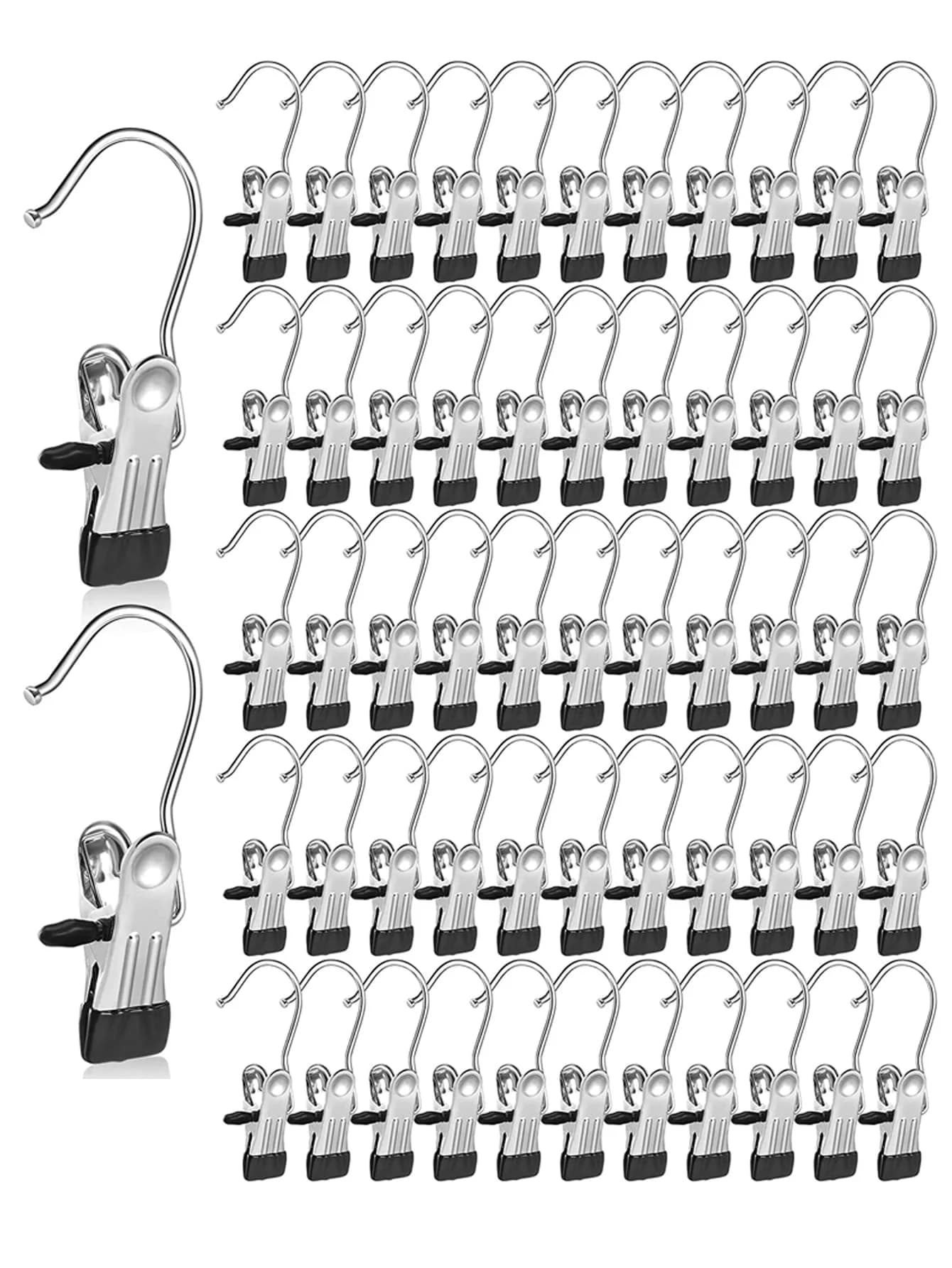 Stainless Steel Multi-Purpose Clip Hanger Hooks, Strong Load-Bearing For Clothes, Hats, Boots Storage, Non-Slip Coated, Damage-F