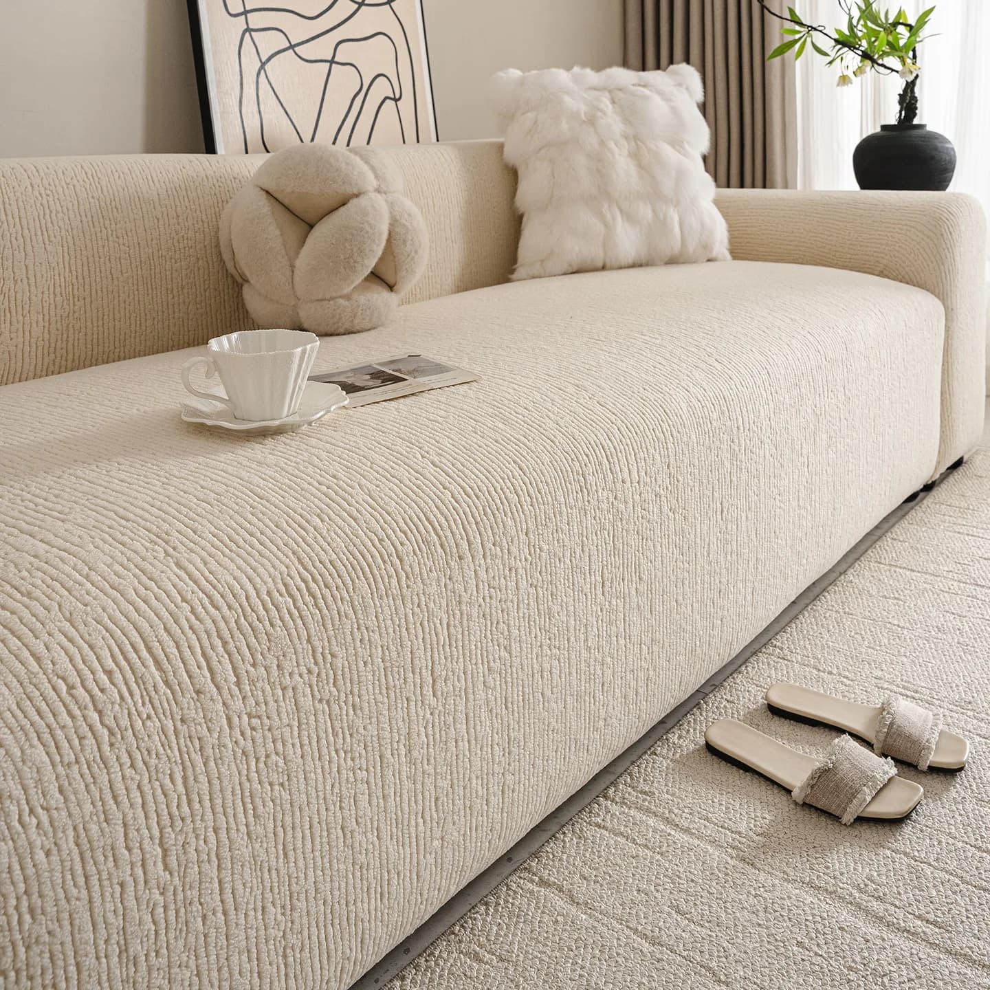 Copridivano jacquard per soggiorno Copridivano elastico spesso Copridivano angolare a forma di L da 1/2/3/4 posti