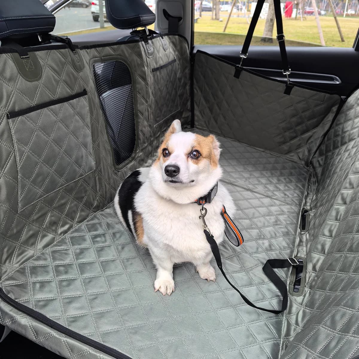 1680D Oxford Cloth Car Rear Seat Extender Three Hollow Panels Solid Pattern Dog Mat Pet Backseat Cover