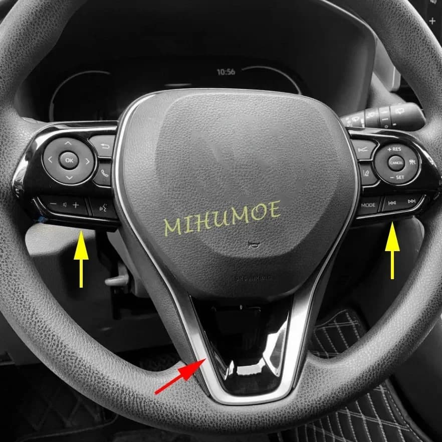 For Toyota RAV4 Corolla Cross Touring Sport Suzuki Swace Black Polished Interior Steering wheel break Trim