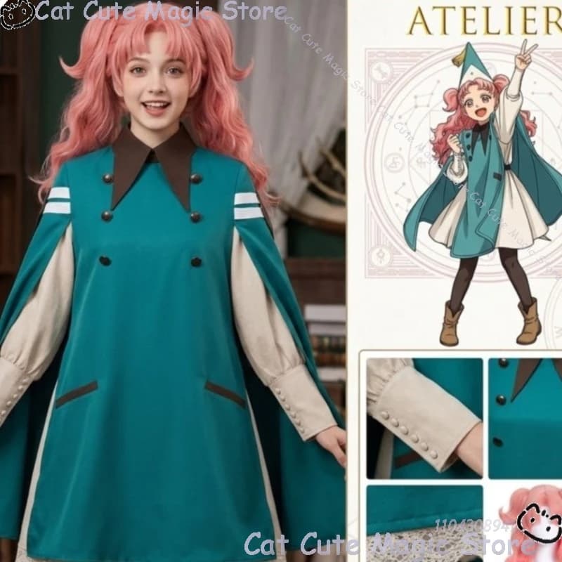 Costume da Cosplay Witch Hat Atelier Tetia Riche, Outfit per Giochi di Ruolo Anime Tongari Boushi No Atelier, Abbigliamento per Donne Halloween Natale Carnevale