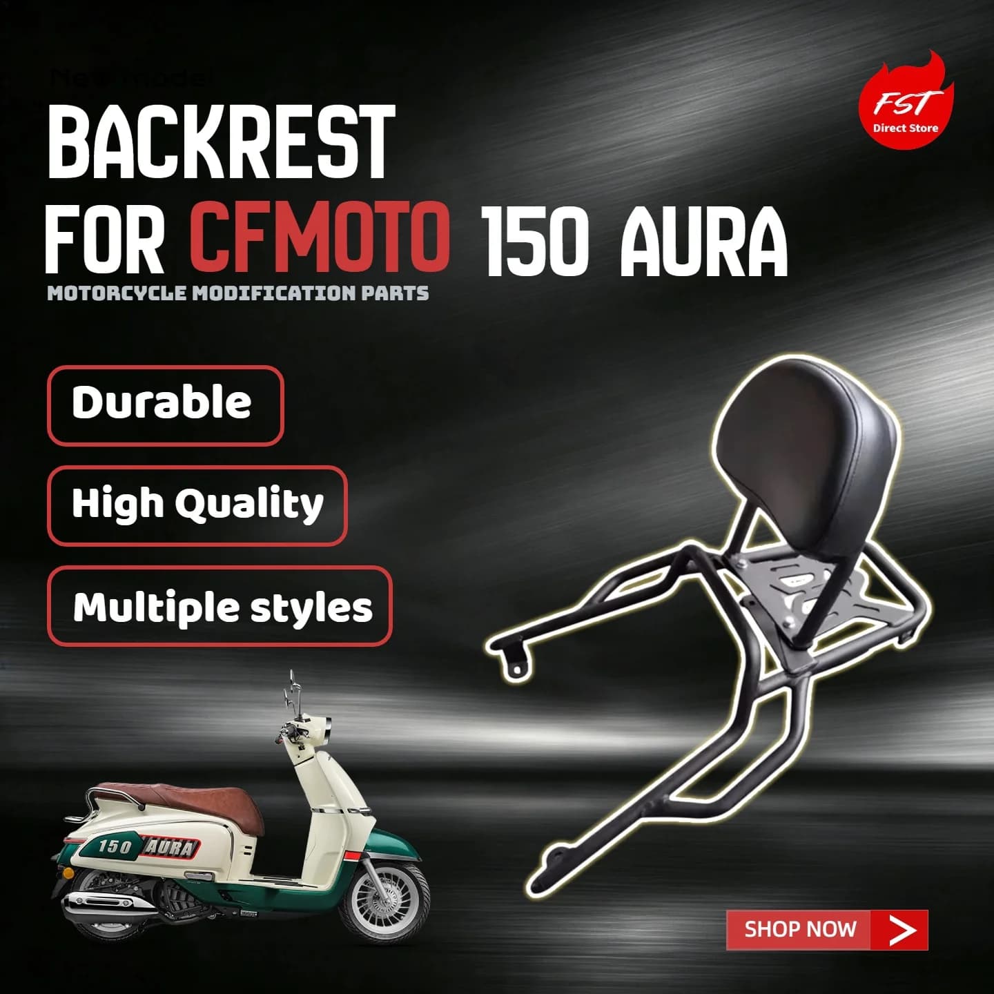 For CFMOTO 150 AURA Motorcycle Rear Luggage Rack With Passenger Backrest Comfort Waist Cushion Modification Parts
