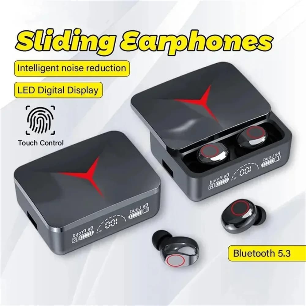 Bluetooth 5.3 TWS Wireless Headphones, M90 Gaming Headphones with Microphone, Waterproof Sports Headphones for iPhone Xiaomi