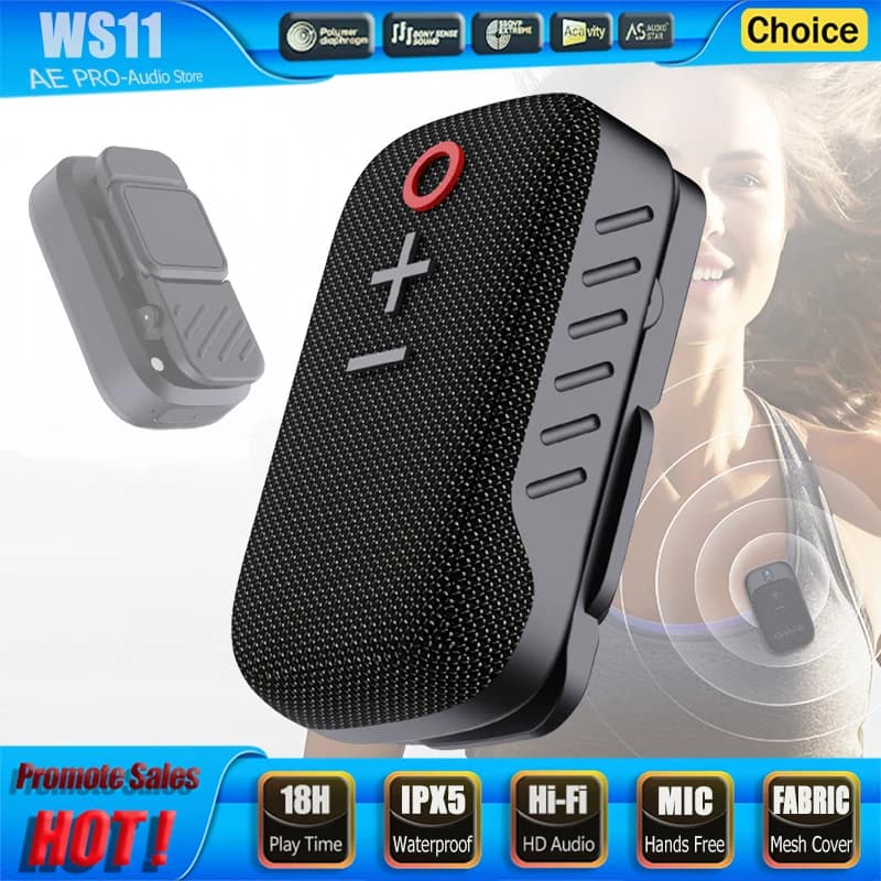 Altoparlante Bluetooth Indossabile Mini con Clip Magnetica, Altoparlante Wireless con 15 Ore di Autonomia, Portatile, Impermeabile, per Chiamate a Mani Libere all'Aperto