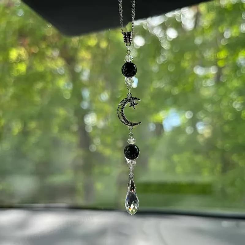 FL Obsidian Sun Catcher Crystal Pendant Wind Chime Car Decoration Crystal Ball Jewelry Wind Chime