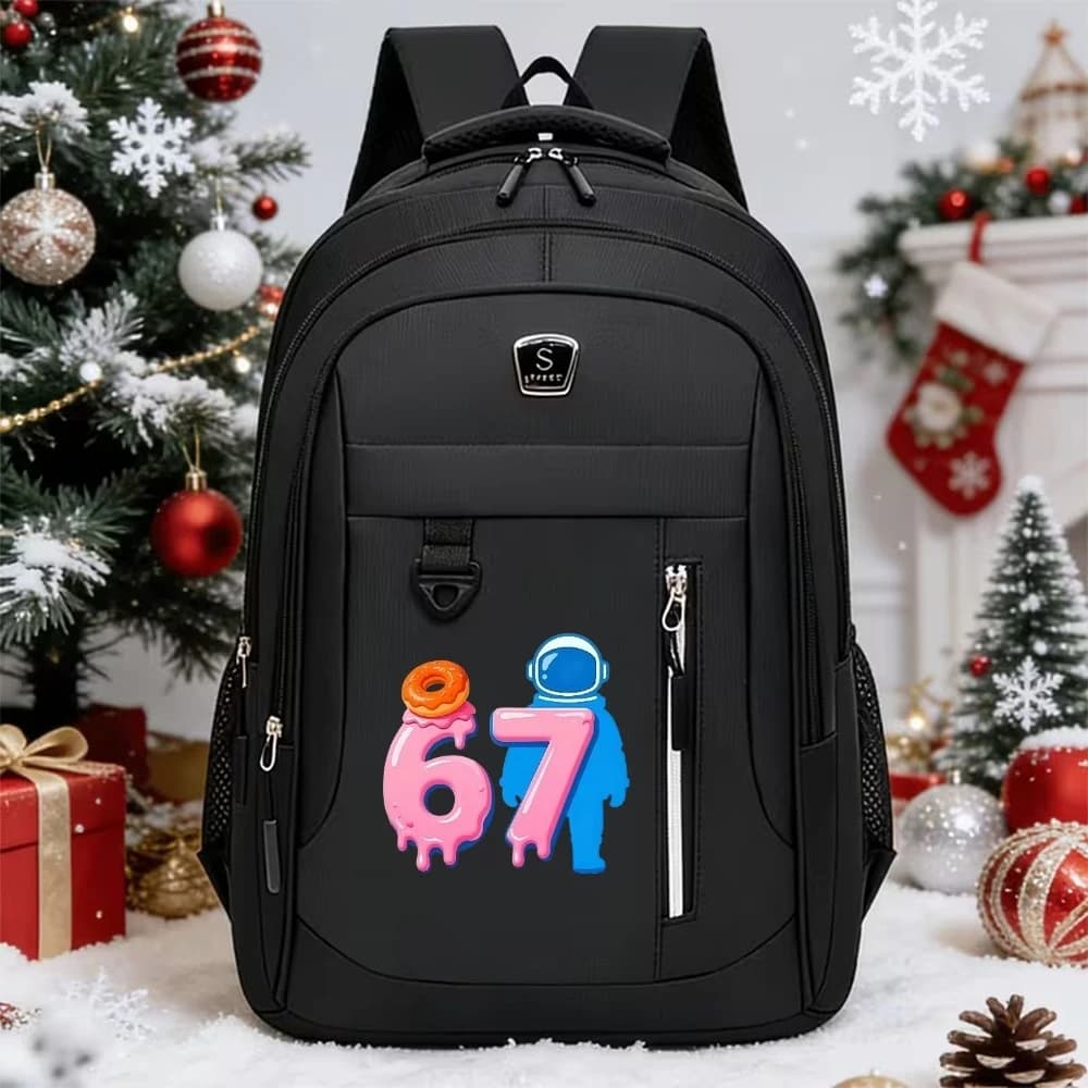 Fashionable backpack for travel and leisure with Digital 67 | Unisex print, multi-compartment design, lightweight, anti-theft
