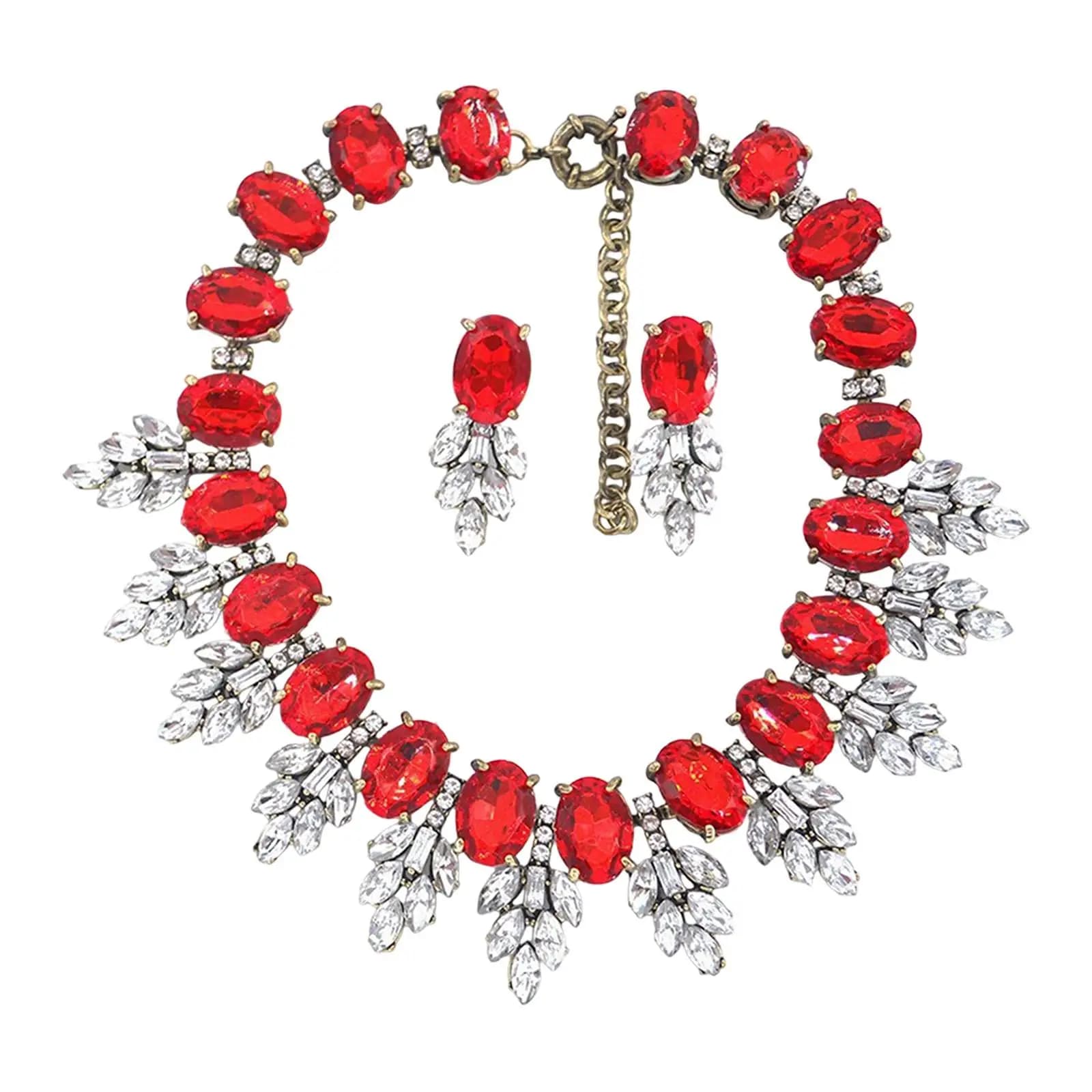 Necklace Earrings Set Evening Dress Fashion Jewelry Elegant decorative bib Statment necklace for anniversary party Wedding Mom