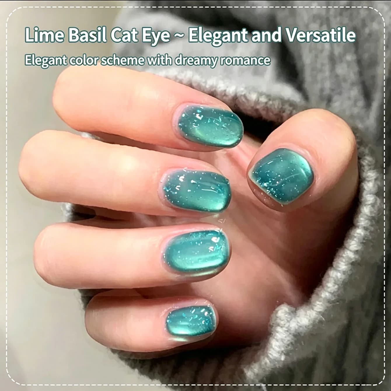 MIANEL 2026 Summer New Moss Green Cat Eye Gel Nail Polish, Skin-Flattering Dark Green Glass Bead Cat Eye Nail Art Gel