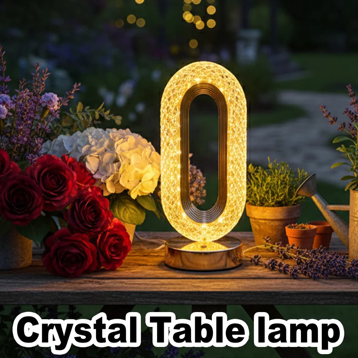 Lampada da tavolo moderna di lusso ovale ricaricabile tramite USB in cristallo Soggiorno Camera da letto Comodino Decorazione creativa Atmosfera Luce notturna a LED