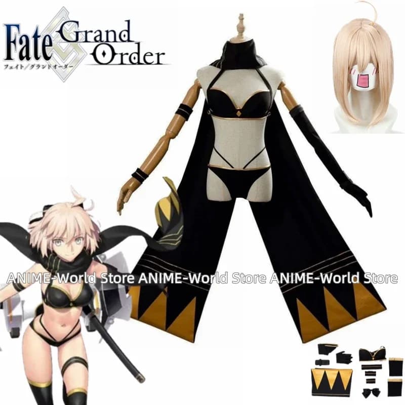 Parrucca del costume cosplay del costume da bagno Okita Souji dell'anime Fate Grand Order