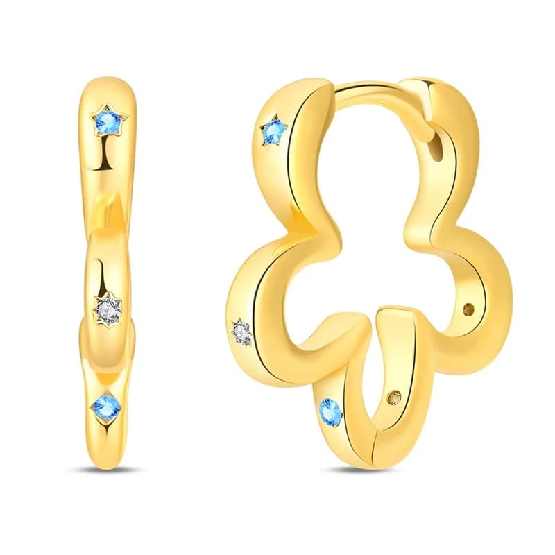 Nuovi Orecchini da Donna a Forma di Fiore in Argento Sterling 925 Dorato, Brillanti Orecchini a Stella per Matrimonio e Fidanzamento, Regalo di Gioielleria