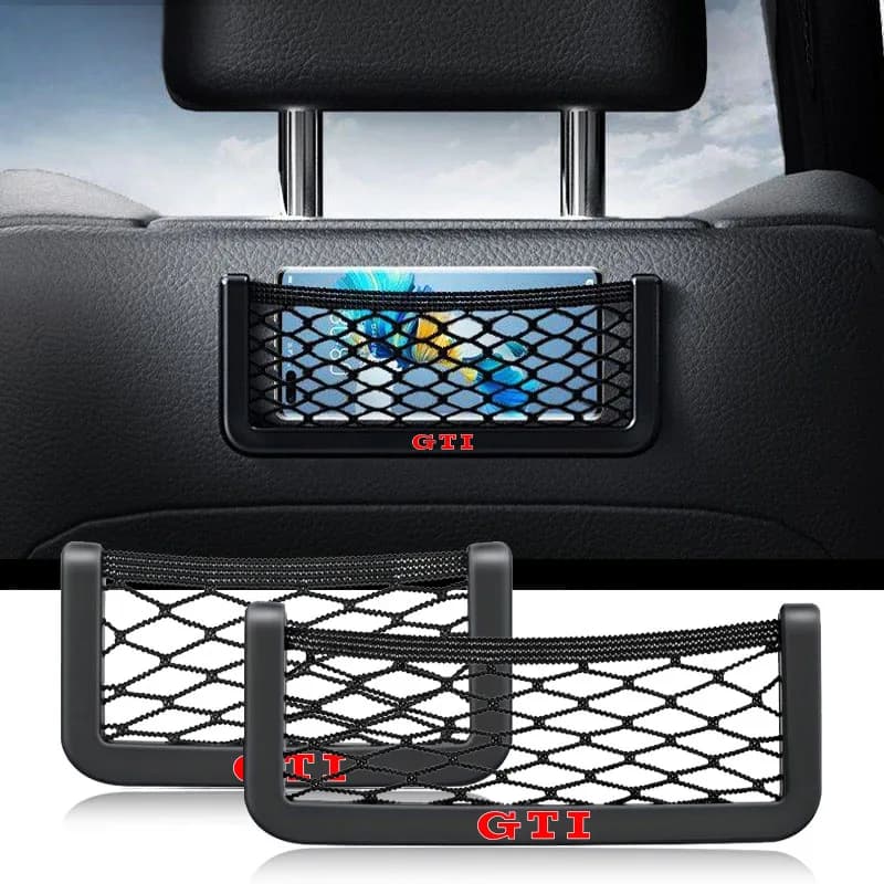 1 pz Rete portaoggetti per auto, organizer per auto, borsa portaoggetti con logo per VW GTI Golf 3 4 MK3 MK4 Passat 3BG Polo 6N 9N Bora Vento