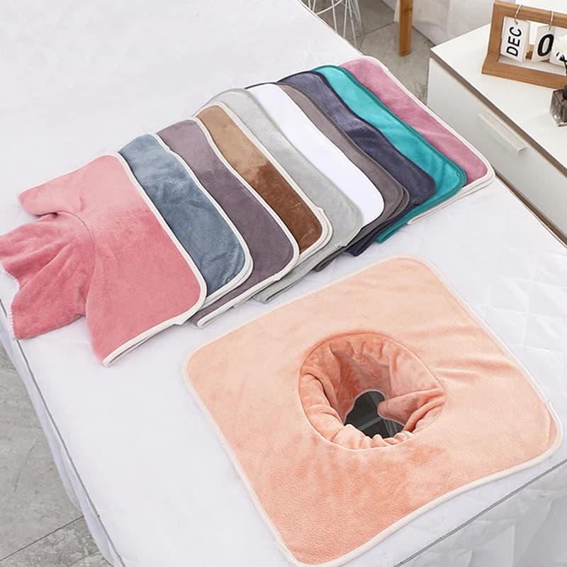 1 Pezzo 35*35cm Telo Coprilettino Massaggio SPA in Velluto Spesso con Foro per il Viso, Asciugamano per Lettino Massaggio SPA