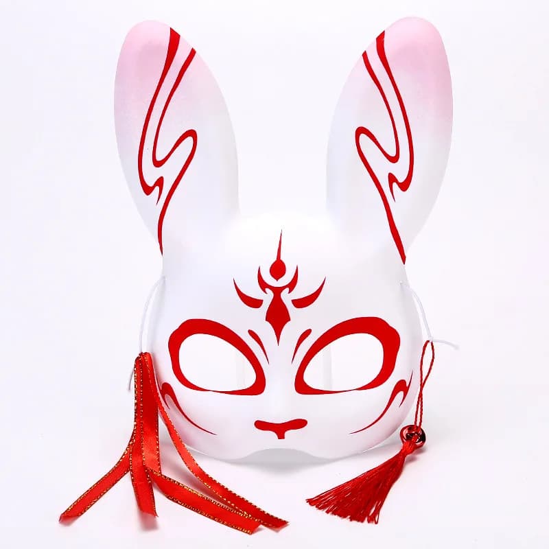 Maschere da coniglio Maschere a mezza faccia in plastica Orecchie in piedi Maschera anime Mezza faccia Maschera di coniglio per cosplay Festa di Halloween in maschera