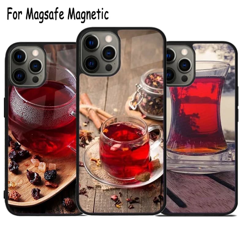 Custodia per telefono con ricarica wireless Refreshing Red Tea per iPhone 17 Air 15 16 16e 14 13 11 12 Pro Max Plus, cover magnetica Magsafe con paraurti