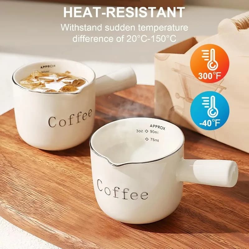 Mini Ceramic Coffee Cup with Handle V Shaped Spout Milk Cup Latte Creamer Blender Espresso Measuring Cup Tea Coffee Accessories