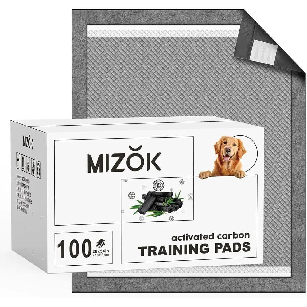 Tappetini igienici per cani grandi 28x34 pollici, con controllo degli odori al carbone - Assorbono fino a 8 tazze, a 6 strati, a prova di perdite, confezione da 100