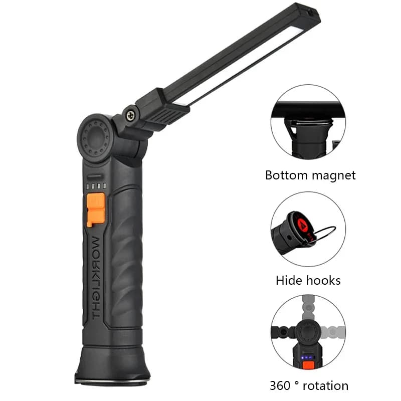 Portable LED Flashlight COB Rechargeable USB Work Lamp Magnetic Lantern Suspension Lamp with Built-in Battery Camping Flashlight