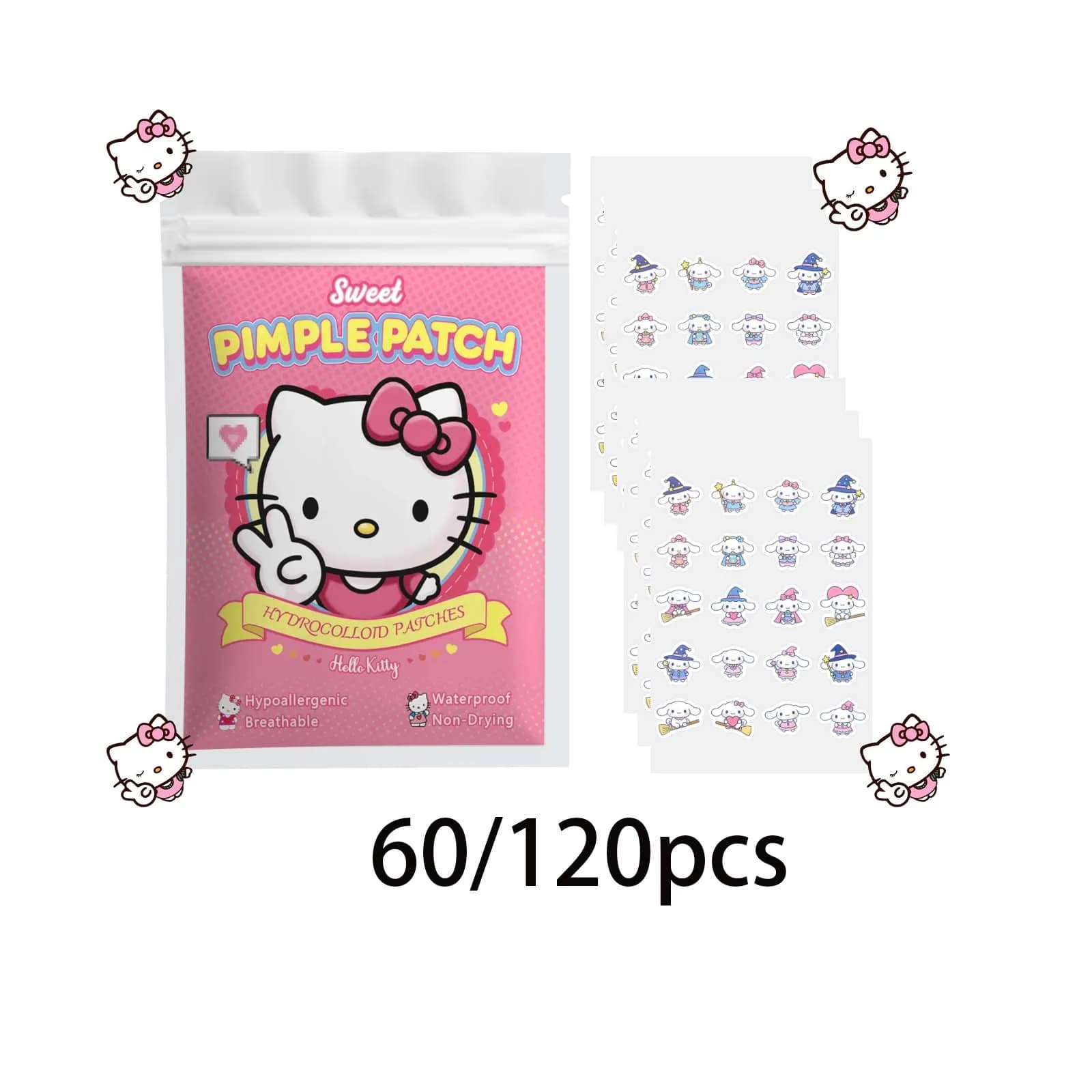 60/120PCS Cartoon Hello Kitty Pimple Patches, Invisible Hydrogel Stickers