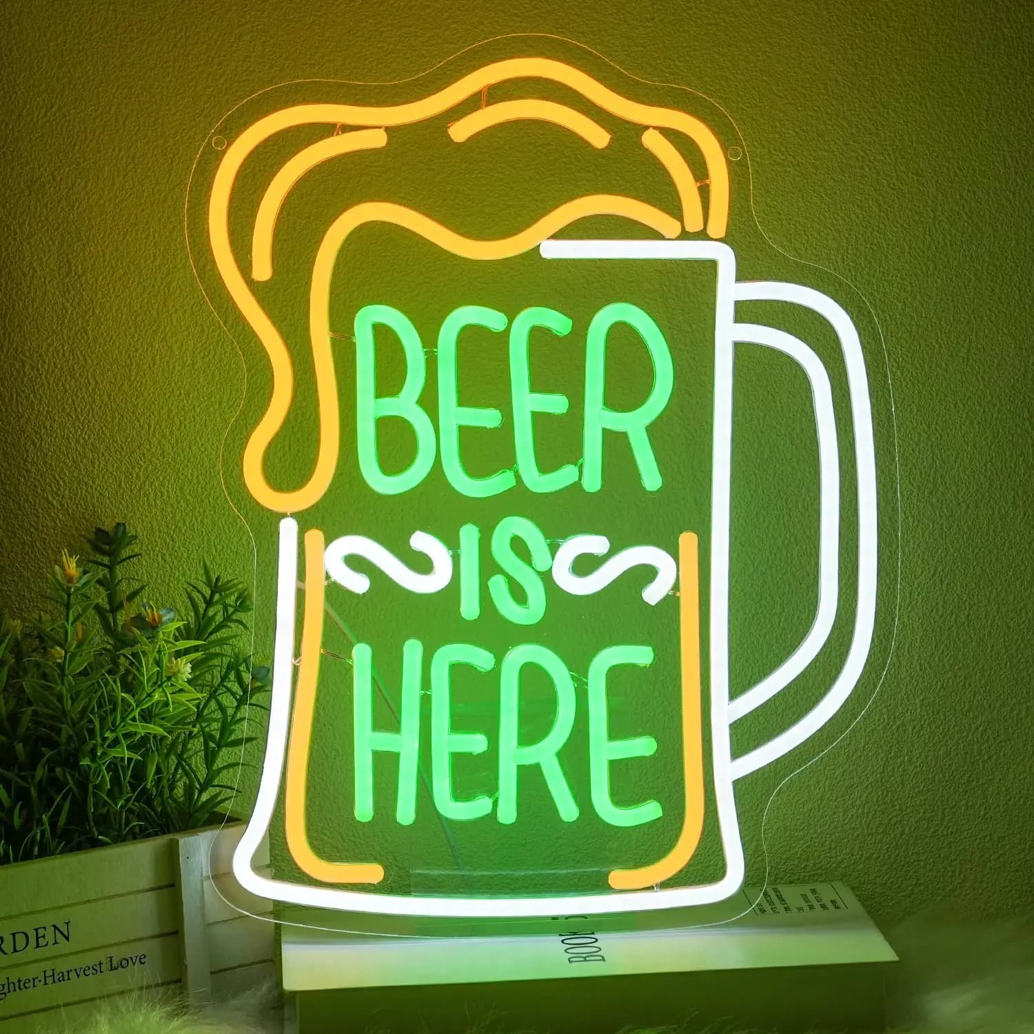 Insegna al Neon 'Beer Is Here', Decorazione da Parete per Bar, Cucina, Negozio, Man Cave, Luce LED USB, Regalo