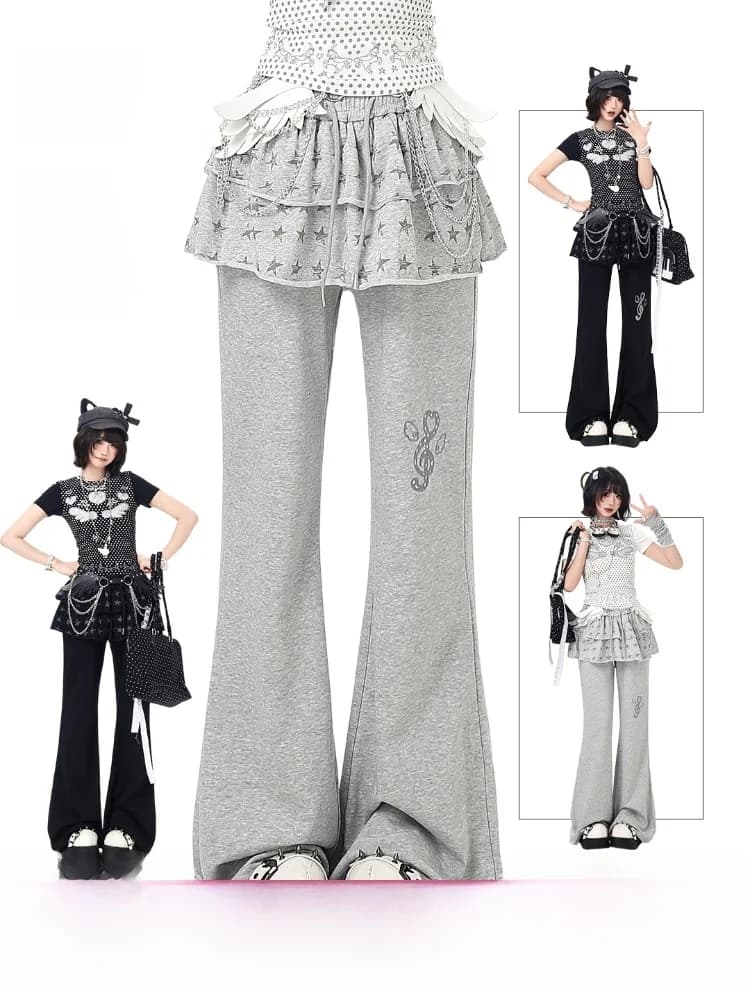 Crazygirl Sweet Cool Star Curtain Drawstring Flared Casual Pants Women's Drapey Long Trousers Spring 2026 China Origin