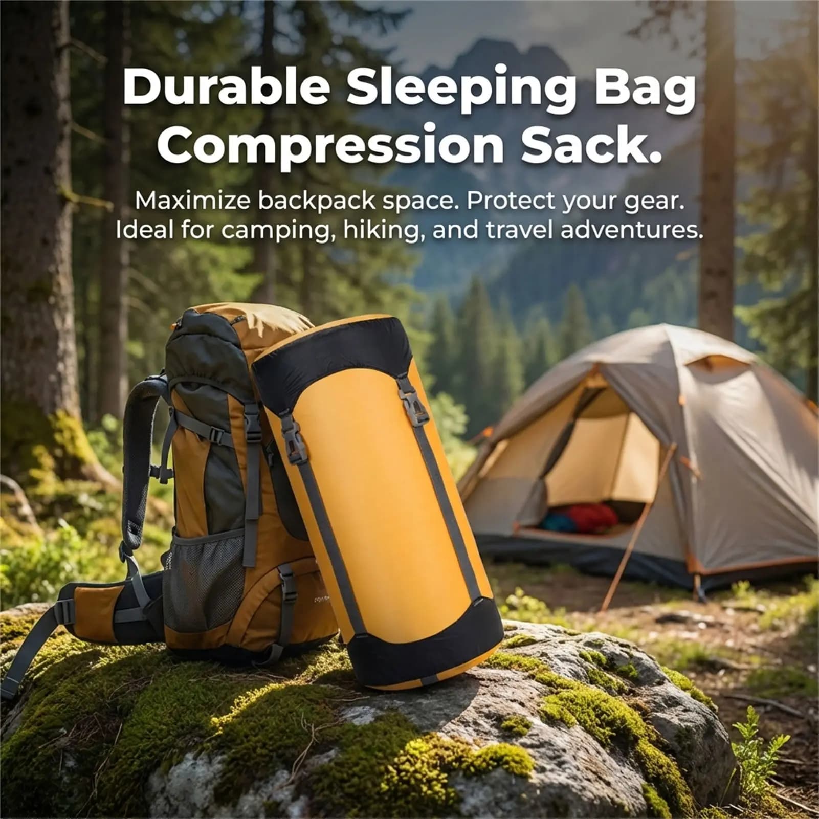 Durable and waterproof nylon sleeping bag compression bag for camping and hiking