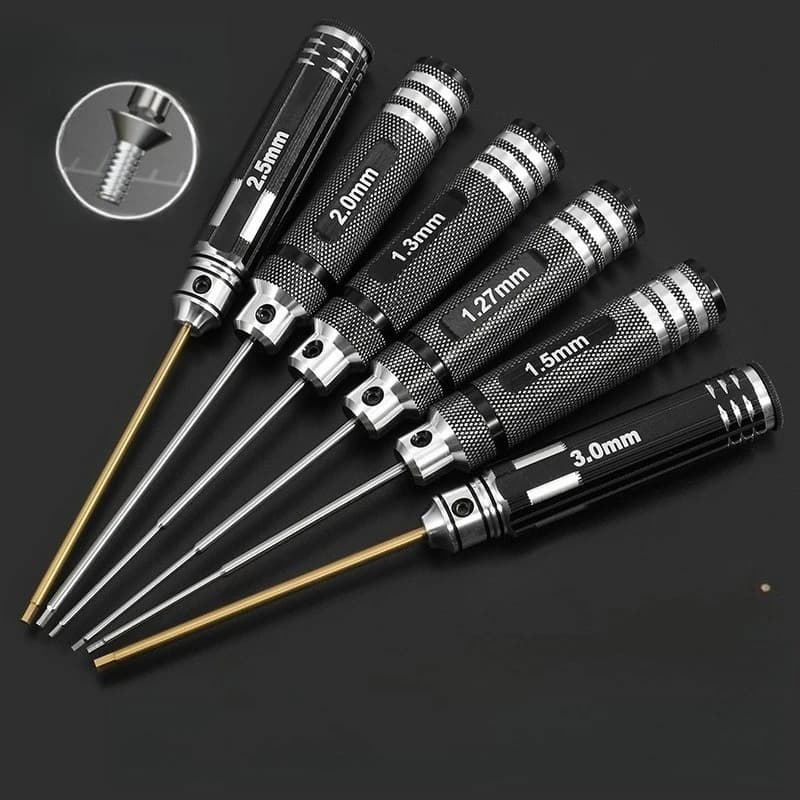 HSS/TiCN Hex Screwdriver Set Metric Ultra Hard for RC Drone Model Repair Hobby DIY Precision Hand Tool Kit