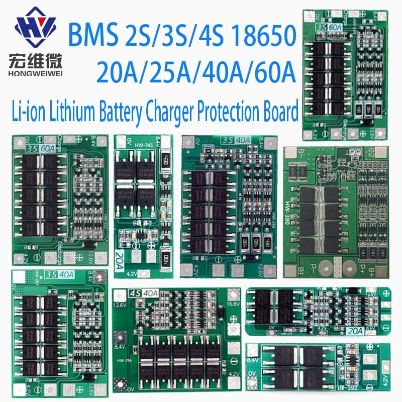 2S 3S 4S 18650 Lithium Ion Battery BMS 20A 25A 40A 60A Charger Protection Card Improves Balance with Drill Engine Balance
