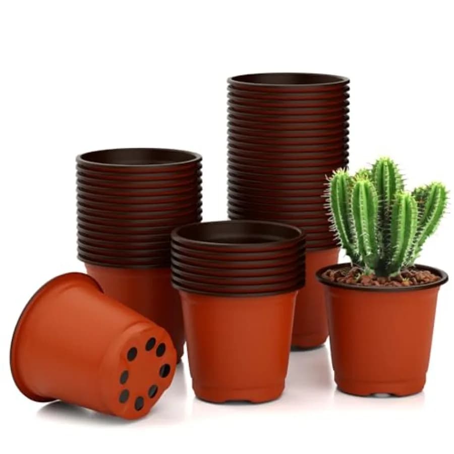 40 PCS Plant Nursery Pots 4 Inch Plant Seedling Pots with Drainage Holes Plastic Plant Flower Pot Small Plastic Seed Starting P