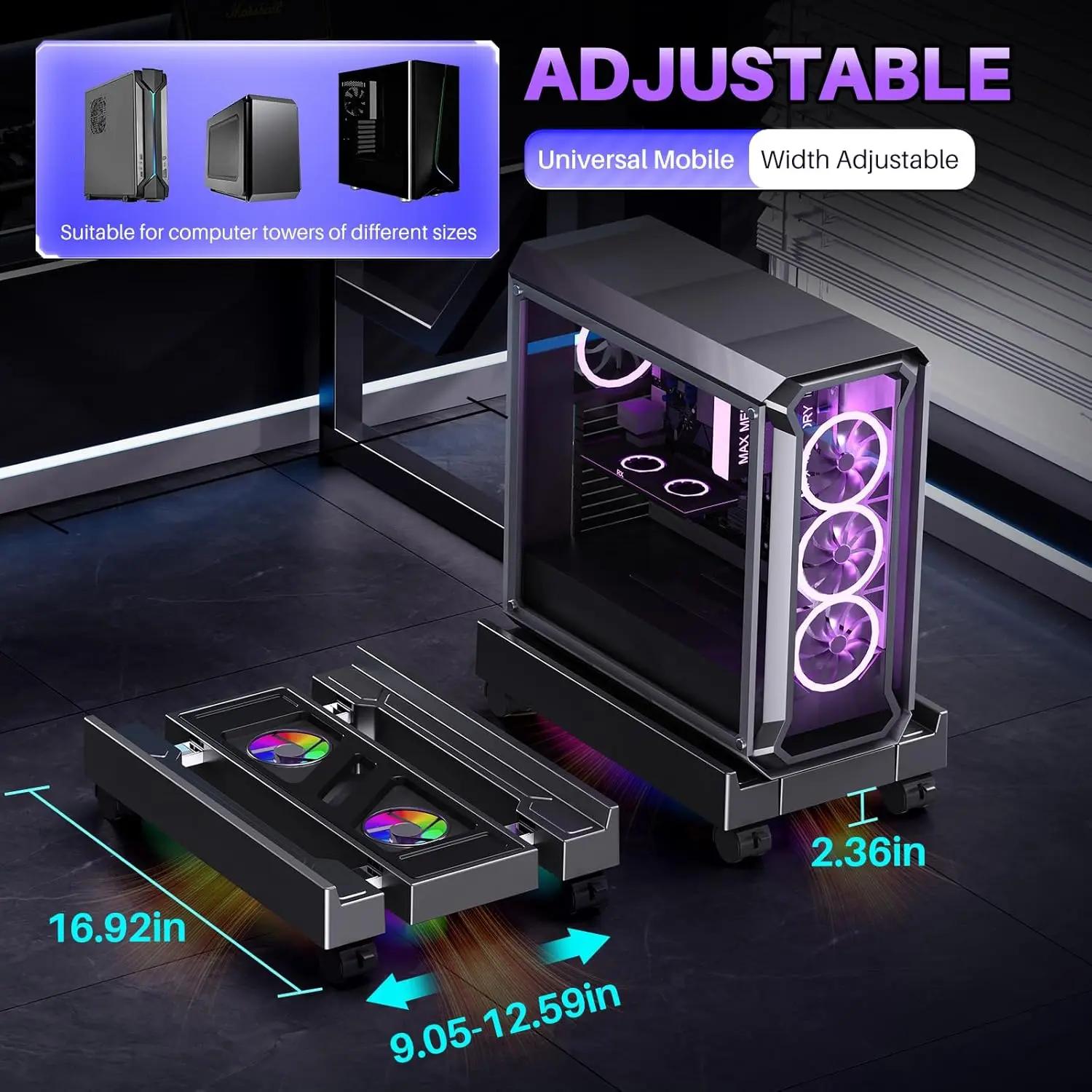 Adjustable CPU support with RGB and Light fan, Telescopic Stand for Laptop PC