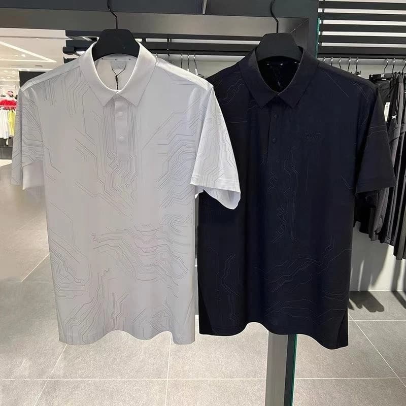 Men Summer Golf Polo Shirt Ice Silk Quick Dry Short Sleeve Lapel Top Slim Fit Breathable Outdoor Sports Casual Versatile Wear