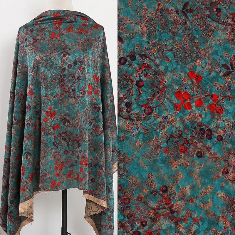 Tessuto Stampato Floreale 1m, Imitazione Filato Xiangyun, Tessuto Morbido per Bluse, Abiti, Cheongsam, Camicie, Fai da Te, Cucito, Tessuto Leggero
