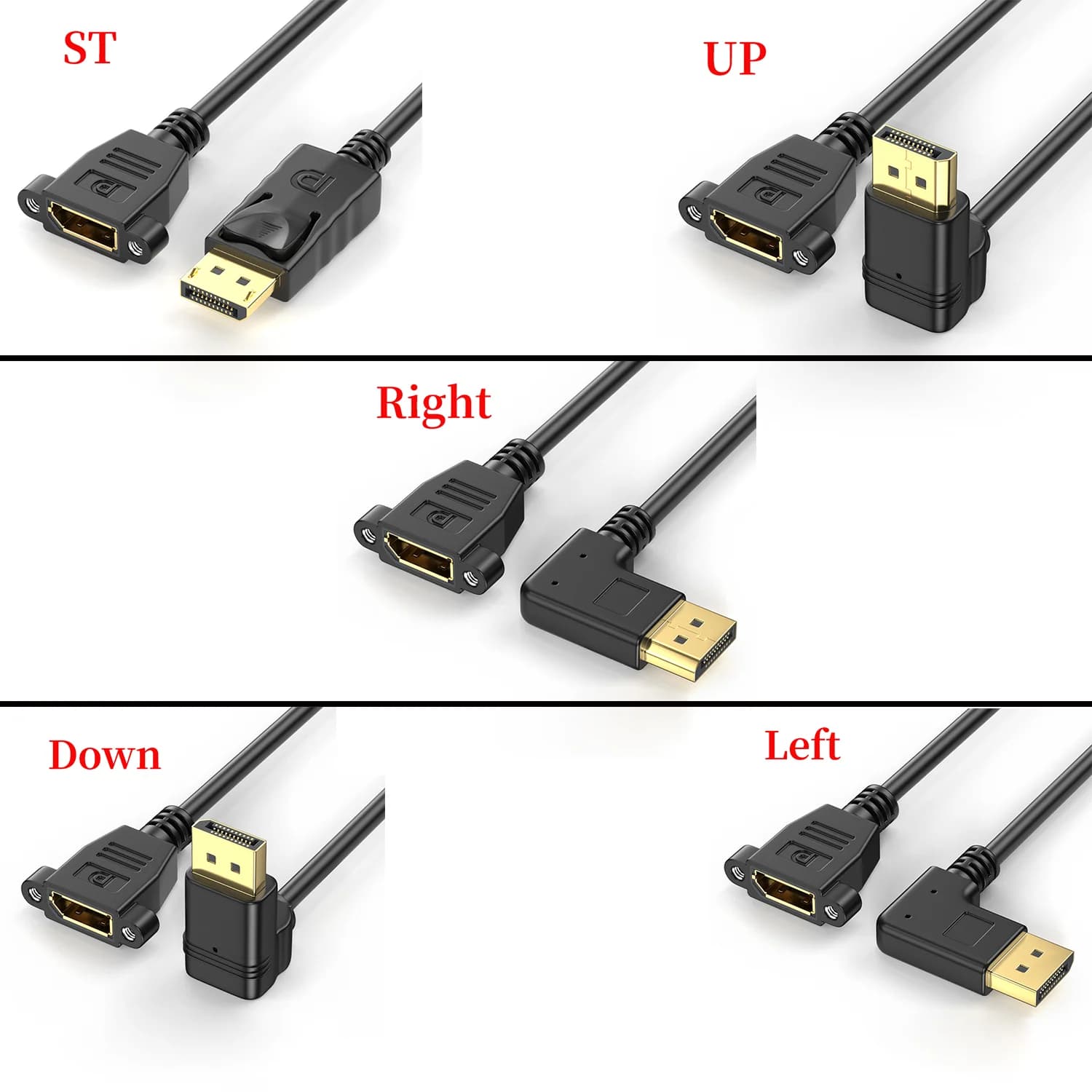DisplayPort DP Male 90 Degree Angle to Female With Panel Mounting Screw Hole Extension Cable for Projectors, Digital Cameras