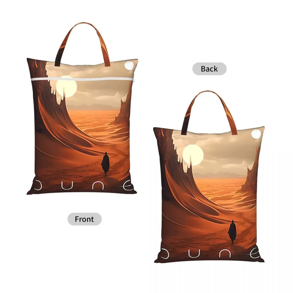 Dune 2020 Fan Art Travel Laundry Bag Waterproof Reusable Dirty Clothes Pouch Gym Yoga Vacation Washing Basket